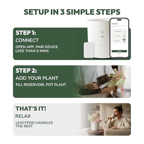 LeafyPod 8 Inch Smart Self Watering Planter with WiFi Bridge & App Control – AI Plant Care System with Sensors, Automatic Watering, Alerts – Modern Indoor Planter for Houseplants | Cordless thumbnail 6