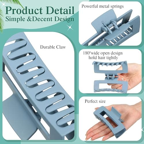 XunYee 60 Pcs Hair Clips Bulk Hair Claw Clips for Women Girls 4.1 Inch Large Rectangle Non-slip Square Strong Hold Jaw thumbnail 3