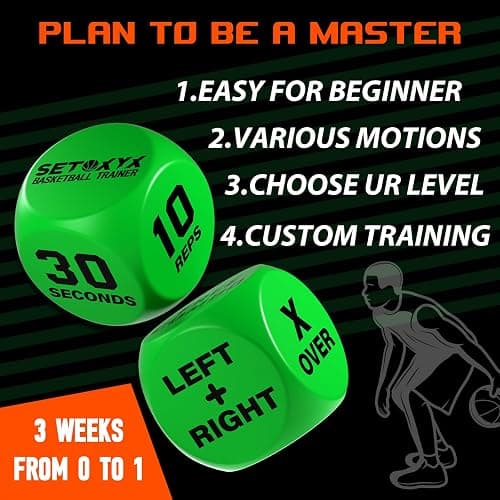 SETOXYX Basketball Dribble Skills Dice Set - Training Equipment - Basketball Gift for Boys.Dribble Skills Training for Beginner from 0 to 1.Kids Party Favors thumbnail 4