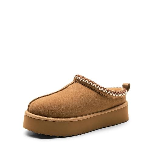 DREAM PAIRS Women's Platform Slippers Genuine Suede Slip-on Warm FuzzyEasy Autumn Winter Fluffy Comfy Furry Shoes for Outdoor Indoor - Image 1