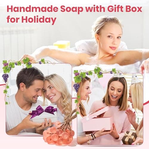 JHZHONG Grape Soap on a Rope, Handmade Grape Cluster Shape Soap Bar, Unique Decorative Bath Soap, Aromatic Hand Wash Gift for Home Decor, Men & Women (1, Pink) thumbnail 7