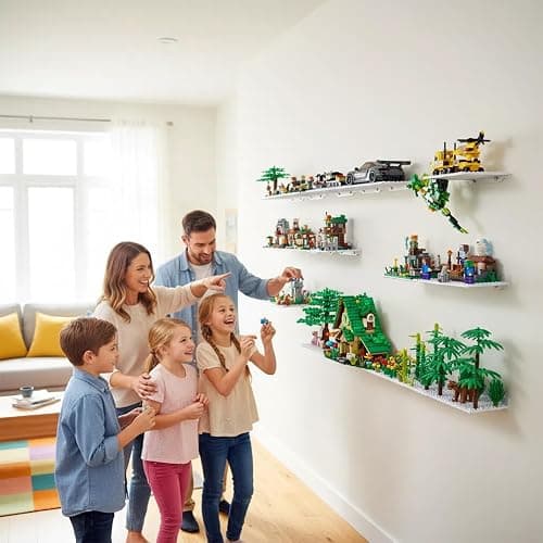 LRANFOW 6 Floating Shelves for Wall Display Compatible with Lego Building Bricks, 4.9mm16x13 Studs for Toy Brick Storage and Display, Dual‑Sided Display Shelf for Room Decor thumbnail 7