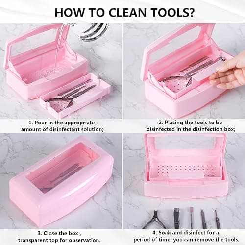 Machine-Ya Plastic Sterilizing Tray,Sterilization Box,Nail Art Tool Sterilizer Tray, Sterilizer Tray Box Nail Art Salon Sterilizing Too（Pink） - pink thumbnail 5