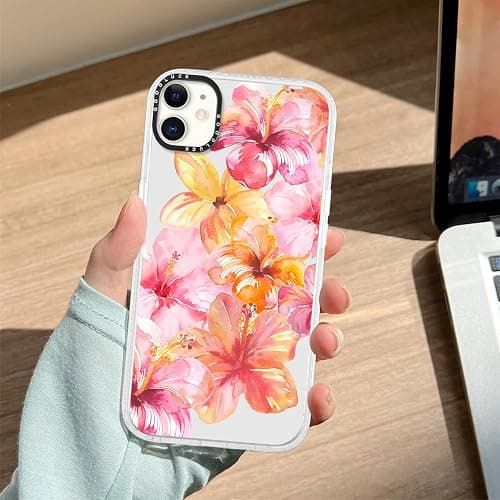 Yoedge Transparent Handyhülle für iPhone 11 Hülle, Aesthetic Hibiskus Blumen Sommer Muster Niedlich Muschel Design Mädchen Geschenk Schutzhülle,Silikon Case Cover für iPhone11 6,1",Bunt Flower thumbnail 6