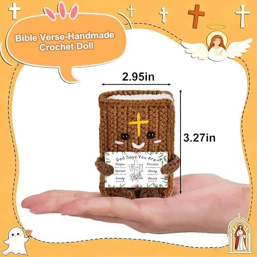 Easter Basket Stuffers for Tweens Teen Girl Boy Handmade Bible Verse Religious Crochet Doll Scripture Christian Gifts for Boys Girls Christening Gift Home Church Decor Bible Accessories for Women Men thumbnail 2