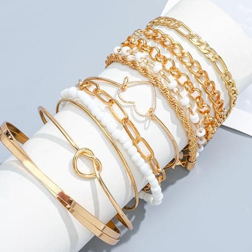 NEWITIN 49 Pieces Gold Jewelry Set for Women Fashion Costume Jewelry Gold Plated Necklace Bracelet Ring Earrings Set for Women - Gold Jewelry Set A thumbnail 2