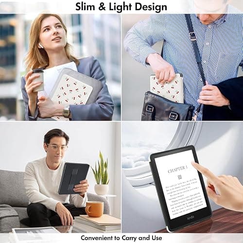 Cute Cherry Red Bow Case for 6" Kindle (11th Gen,2024&2022) with Hand Strap,Compatible with MagSafe for Wireless Charging,Sleep/Wake,Soft Silm Fit Leather Cover for Kindle thumbnail 6