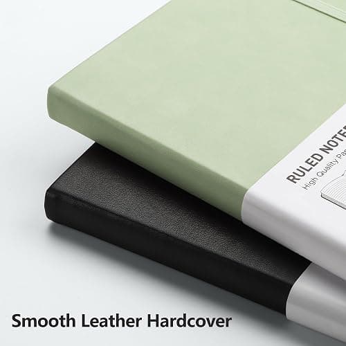 RETTACY Lined Journal Notebook, 192 Numbered Pages, A5 Medium Size (5.7'' x 8.3''), for Men & Women, Journaling, Writing, Work & Office, Leather Hardcover, 100 GSM Thick Paper (Light Green) thumbnail 5