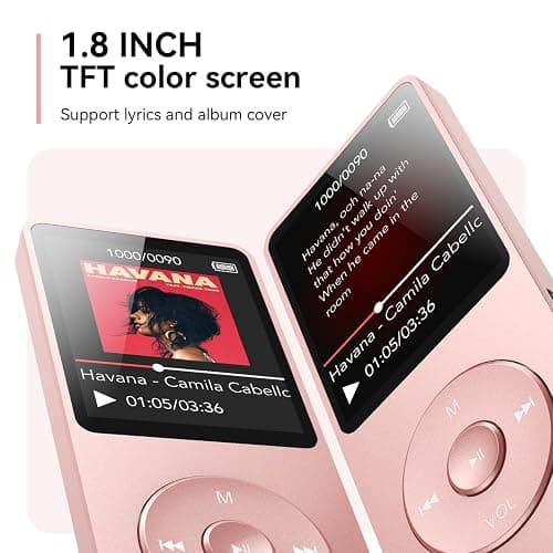 AGPTEK A02 MP3 Player with Bluetooth 5.3, 1.8'' 32GB Portable Music Player | with Speaker, FM Radio, Voice Recorder, Supports Expanded Up to 128GB(Rose Gold) thumbnail 7