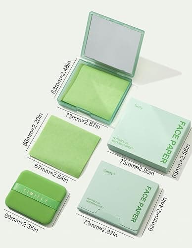 Oil Blotting Paper - 300 Sheets w/Mirror, Puff & Refills, Absorbs Excess Face Oil, Controls Shine, Gentle for Makeup Use thumbnail 8
