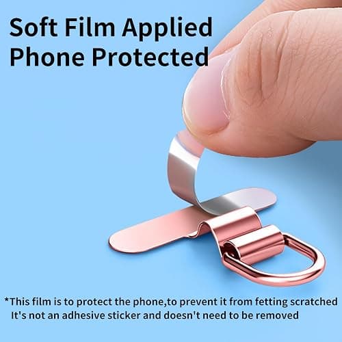 saxsion Phone Charm Holder, Mini Metal Tether Tab - Ultra Thin Stainless Steel Lanyard Patch for iPhone, Universal Wrist Strap & Crossbody Lanyard Clip (Fashion Silver+black) thumbnail 4
