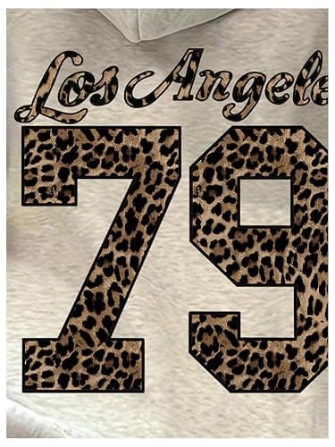 COZYEASE Women's Leopard Number Print Hoodie Long Sleeve Drawstring Graphic Sweatshirts Loose Pullover Tops thumbnail 2