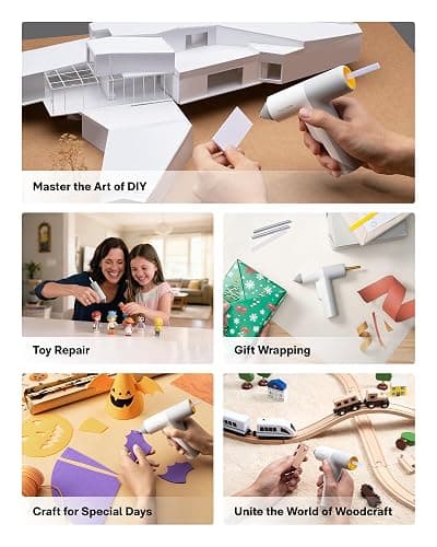 HOTO Cordless Auto Dispensing Glue Gun, Easyflow Hot Glue Gun with 40 Glue Sticks, 30s Fast Preheating, 3000mAh, Anti-Scald & Anti-Drip, Wireless/Wired, Ideal for DIY/Kids Crafts & Home Repairs thumbnail 9