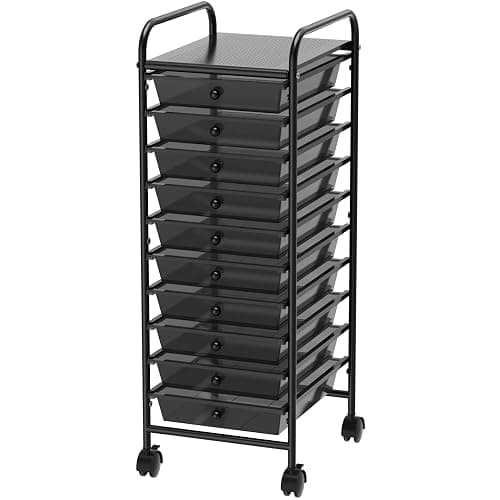 Simple Houseware Utility Cart with 10 Drawers Rolling Storage Art Craft Organizer, Black - Image 1