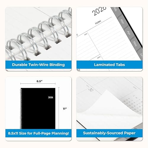 Blue Sky 2026 Weekly and Monthly Planner Calendar, Includes January 2026 - December 2026, 8.5" x 11", Flexible Cover, Wirebound, Laminated Tabs, Storage Pocket, Enterprise thumbnail 8