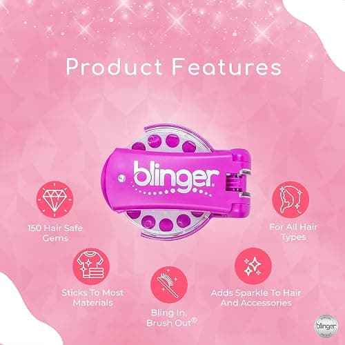 Blinger Ultimate Set, Glam Collection, Comes with Glam Styling Tool & 225 Gems - Load, Click, Bling! Hair, Fashion, Anything! (Amazon Exclusive) thumbnail 4