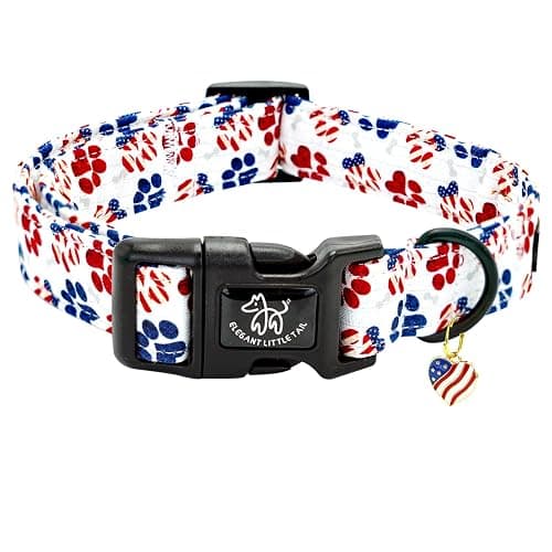 Elegant little tail Independence Dog Collar, 4th of July Holiday Pet Collars Cotton Patriotic Puppy Girl or Boy Soft Pet Gift Adjustable Dog Collar for Small Medium Large Dogs - Image 1