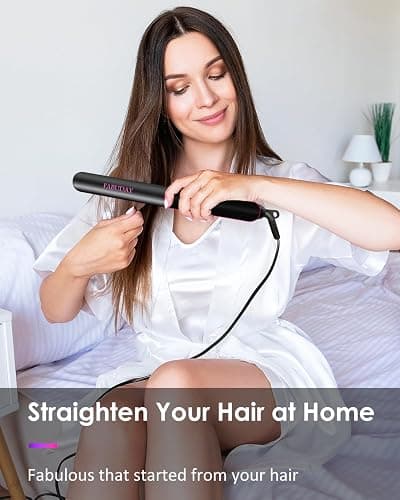 Fabuday Flat Iron Hair Straightener Dual Voltage - Heat Up Quickly, LCD Display & Auto Shut-Off, 12 Adjustable Temp Hot Iron for All Hair Types, 1 Inch Floating Ceramic Plates thumbnail 2