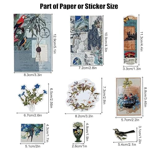 Esweny 200PCS Vintage Scrapbooking Supplies Kit for Journaling, Scrapbook Sticker Paper Pack for Junk Journal Planners Aesthetic Cottagecore Room Decor Wall Art Collage Album thumbnail 2