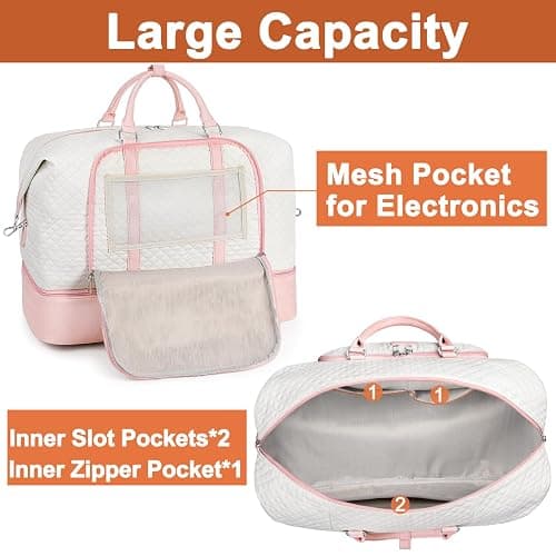 Travel Weekender Bag for Women, 21" Overnight Bag with Shoe Compartment 50L Large Travel Duffel Bag Carry On Tote for Weekend, Overnight, Business Trips, Water Resistant thumbnail 4