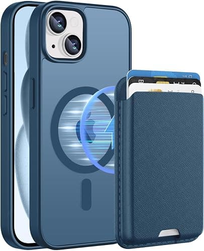 Ntwinro Magnetic for iPhone 13 & iPhone 14 Case (Compatible with MagSafe) with Detachable Wallet & Card Holder for 3 Cards [RFID Blocking] Military Grade Protective Slim Phone Cover, Deep Blue - Image 1