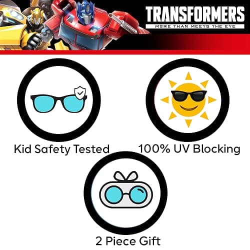 ARKAID Transformers Kids Sunglasses: Stylish, Comfortable, & Durable UV-Protective Transformers Accessories with Soft Carrying Case - Officially-Licensed Transformer Toys & Accessories Black thumbnail 6