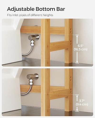 SONGMICS Over The Toilet Storage, 3-Tier Over Toilet Bathroom Organizer with Adjustable Shelf, 10.2 x 24.8 x 66.9 Inches, Space-Saving, Natural Beige UBTS001N01 thumbnail 5