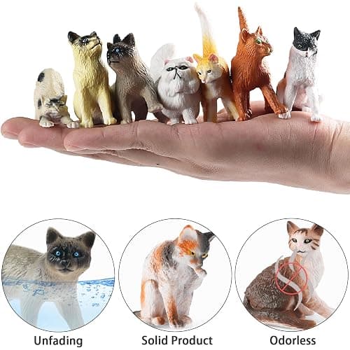 SCAHOW 12PCS Realistic Cat Figurines, Plastic Mini Cat Figures Toys, Kitten Miniature Toys Cake Topper Easter Eggs Christmas Birthday Gift for Kids Boys Girls thumbnail 3