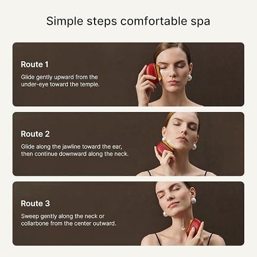 ZDEER LED Red Light for Face & Neck Massager Facial Care Device – Electric Gua Sha Brass Tool with Heat & Vibration for Firming, Sculpting & Skincare, Red thumbnail 4