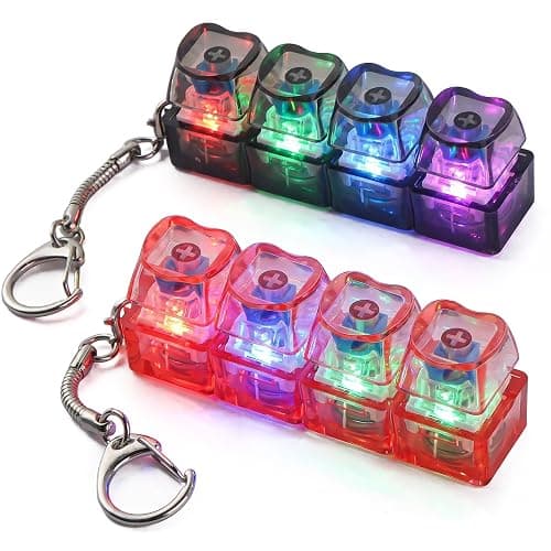 2 Pcs Keyboard Fidget Toy Light Up, Heart Shape Clicker Keyboard Fidget Keychain, Black Red 4-in-1 Loud Stress Relief Fidget Keyboard for Adult Anxiety Decompression - Image 1