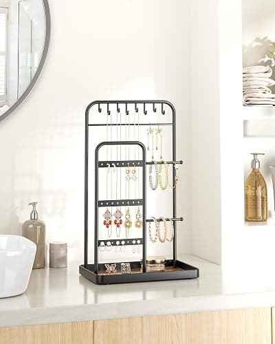 pickpiff Jewelry Holder Stand: Jewelry Display for Necklace, Bracelet, Earring, Ring, Black thumbnail 6