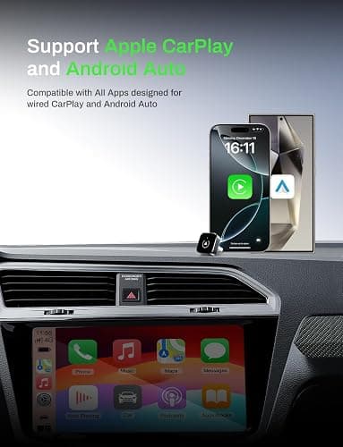 2-in-1 Wireless CarPlay Adapter 2026 Support Apple CarPlay & Android Auto, Mini Bluetooth USB A & USB C Dongle Convert Wired to Wireless Compatible with iPhone & Android thumbnail 3