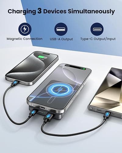 COOAV for Magsafe Battery Pack 12000mAh Magnetic Power Bank Portable Charger USB C 20W Fast Charging Wireless Charger Travel Essential for iPhone 16/15/14/13/12 Series Grey thumbnail 5