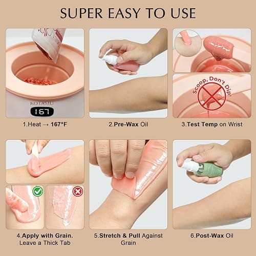 KOTAMU Wax Kit Pink Digital Hair Removal Waxing Kit for Women & Men Hot Wax Warmer Pot for Face, Eyebrow, Body, Brazilian, Bikini, Sensitive Skin Waxing Machine with 25 Accessories for Home Salon thumbnail 9