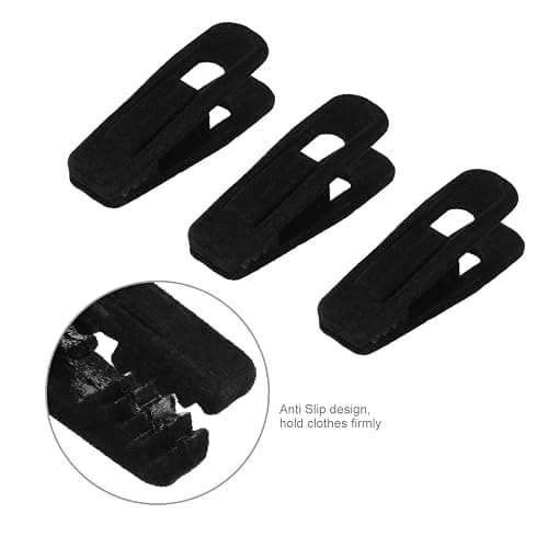 Tinfol Velvet Hanger Clips, 24 Pack Black Pants Hangers Clips, Large Opening Clothes Pin, Strong Finger Flocked Clip Perfect for Use with Slim-line Clothes Velvet Hanger - 24PC - Black thumbnail 7