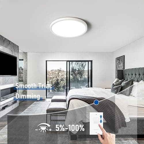 6 Pack 12 Inch Hardwired Dimmable LED Flush Mount Ceiling Light Fixtures, 24W 2640LM 3000K/4000K/5000K, House Upgrade Led Lights for Bedroom Hallway Laundry Room Rental Units, 240W Equiv., White thumbnail 3