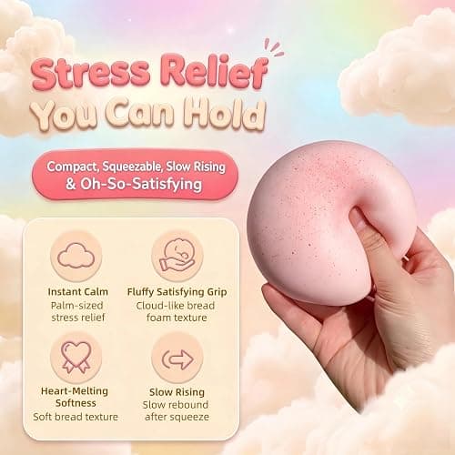 Tim Chess Pink Cheese Slow Rising Squishy, Sticky Bread Squishy Stress Ball | Foam Bread Butter Squishy Round for Adult Stress Relief Desk Decor thumbnail 8