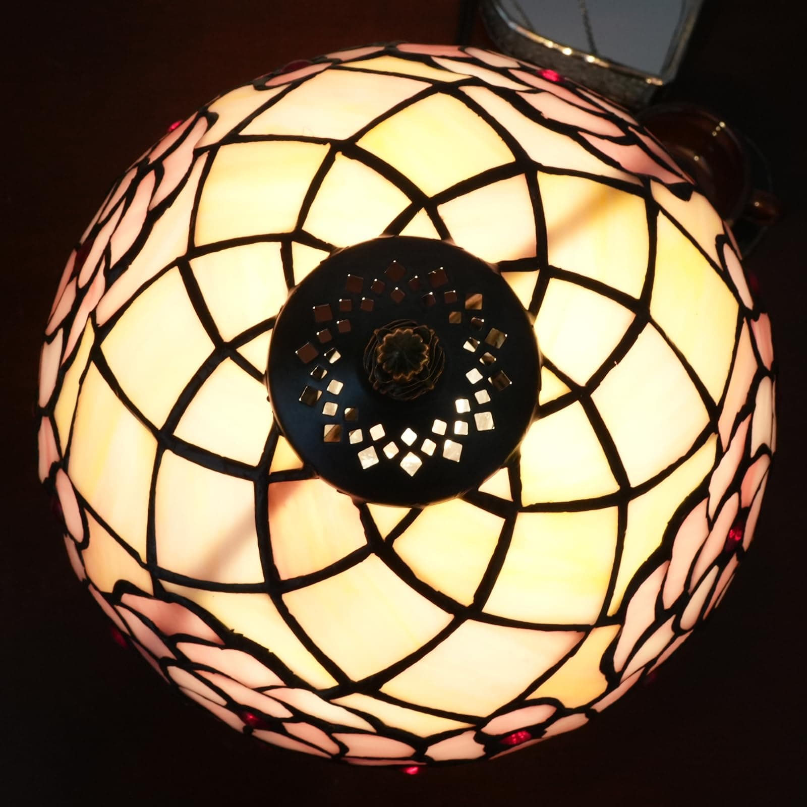 Tiffany Lamp, Bedside Lamp, Stained Glass Lamp for Bedroom Dorm Kitchen Aesthetic Cute Home Decor Gift (Cherry Blossoms) thumbnail 9