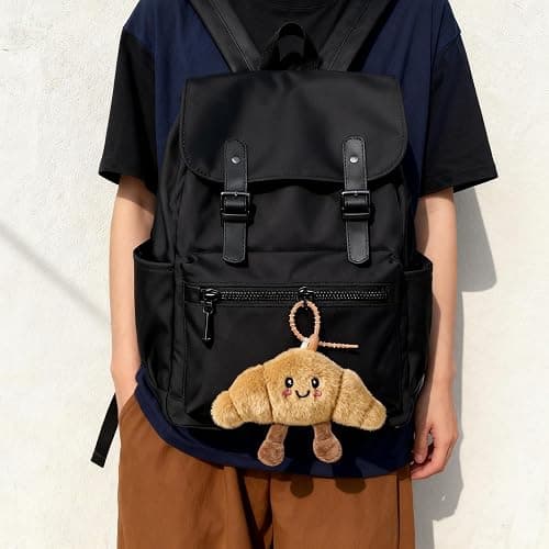 Cute Happy Smiling Bread Croissant Baguette Keychain Croissant Plush Keychain Lucky Good Luck Key Chain Soft Fluffy Stuffed Charm Adorable Bag Charms for Women for Purse Handbag Backpack & Car Keys thumbnail 6