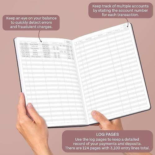 Skyline Accounting Ledger Book – Columnar Log Journal for Personal Use & Small Business Bookkeeping – Expense Log to Track Money Operations – Large Format, 7x10″, 4,712 Entries Total (Black) thumbnail 4