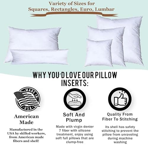 Pillowflex Premium Polyester Throw Pillow Insert - 18x18 - Ultra Soft Small Square Throw Pillow, Couch Sham, Lumbar, Back, Sofa - Machine Washable - Decorative Accent Form - 1 Soft Pillow thumbnail 8