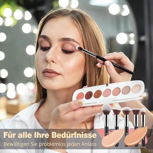 BEAKEY Pinselset Makeup Professionelles Foundation Make up Pinsel Set Premium Puderpinsel Lidschatten Blush Schminkpinsel Set Beauty Schwamm und Bürsteswaschener mit Eiform (10+2 Stück, Silber) thumbnail 5