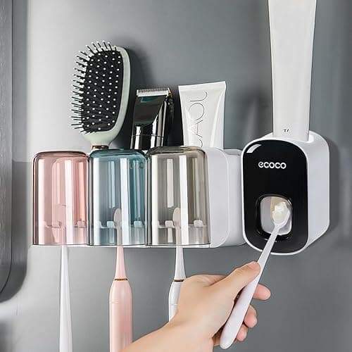 Automatischer Zahnpastaspender, wasserdicht, staubfrei, wandmontiert, Zahnpasta-Halter, Badezimmer-Zubehör, automatischer Zahnpastaspender für Badezimmer, Waschraum (B) thumbnail 2