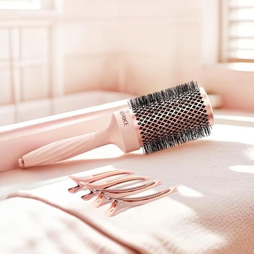 AIMIKE ROSE LUXE Brosse Ronde Brushing, Brosse Cheveux Brushing Grande pour Séchage Rapide, Brosse Brushing Professionnel pour Le Coiffage et L'ajout de Volume, Avec 4 Pince Cheveux Coiffeur, 53mm thumbnail 9