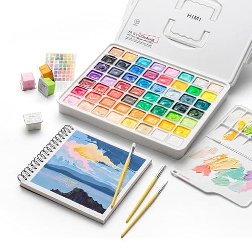 HIMI Gouache Paint Set, 56 Colors x 30g Unique Jelly Cup Design in a Carrying Case Perfect for Artists, Gouache Opaque Art Supplies for Professionals, and More thumbnail 7