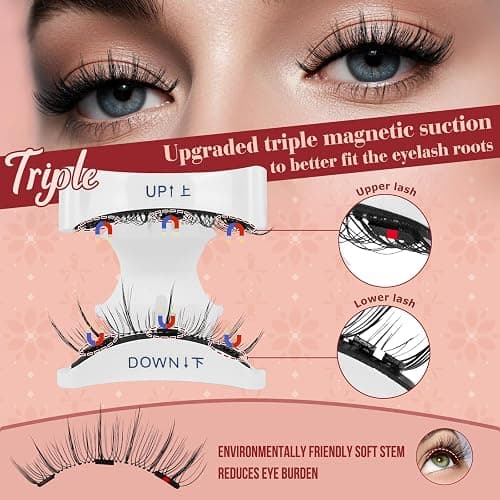 Magnetic-Eyelashes with Applicator, Higu clace Magnetic-Lashes No Glue or Eyeliner Needed, 1 Pair Reusable Eye Lash Kit Natural Look, False Eyelash Easy to Wear and Remove(STYLE F2) thumbnail 4