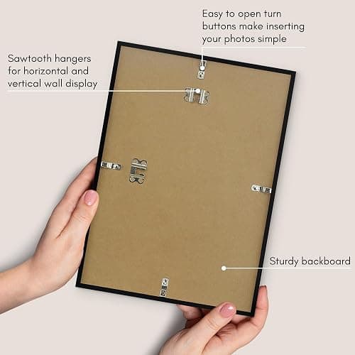 Americanflat 10x14 Picture Frame with Shatter-Resistant Glass - Streamline Collection - Thin Border Picture Frame for Wall Display - Hanging Hardware Included - Black thumbnail 5