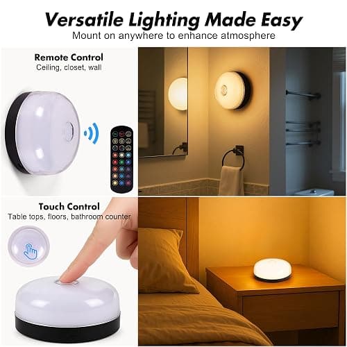 2-Pack Waterproof Shower Lights for Inside Shower, Rechargeable Shower Lamp | 15 RGBW Color Mood Lighting with Remote Dimmable&Timer, LED Wireless Magnetic Ceiling/Wall Light for Bathroom Bathtub Closet thumbnail 5