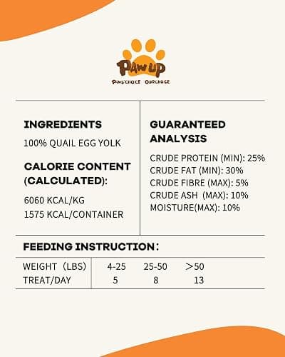 PAWUP Freeze Dried Cat & Dog Treats, Natural Quail Egg Yolk, Single Ingredient, High-Protein Pet Snacks for Skin & Coat Health, No Artificial Additives, 9.2 oz | Cat Food Topper, Kitten Treats, Premium Quality Protein, Rawhide Free, Gluten&Grain Free thumbnail 9