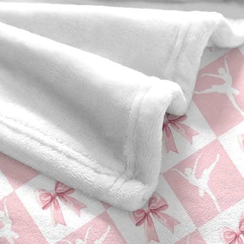 Pink Bow and Ballet Blanket for Women Girls, Soft Home Decorations for Nursery Crib, Girls, 30 x 40 Inches thumbnail 4